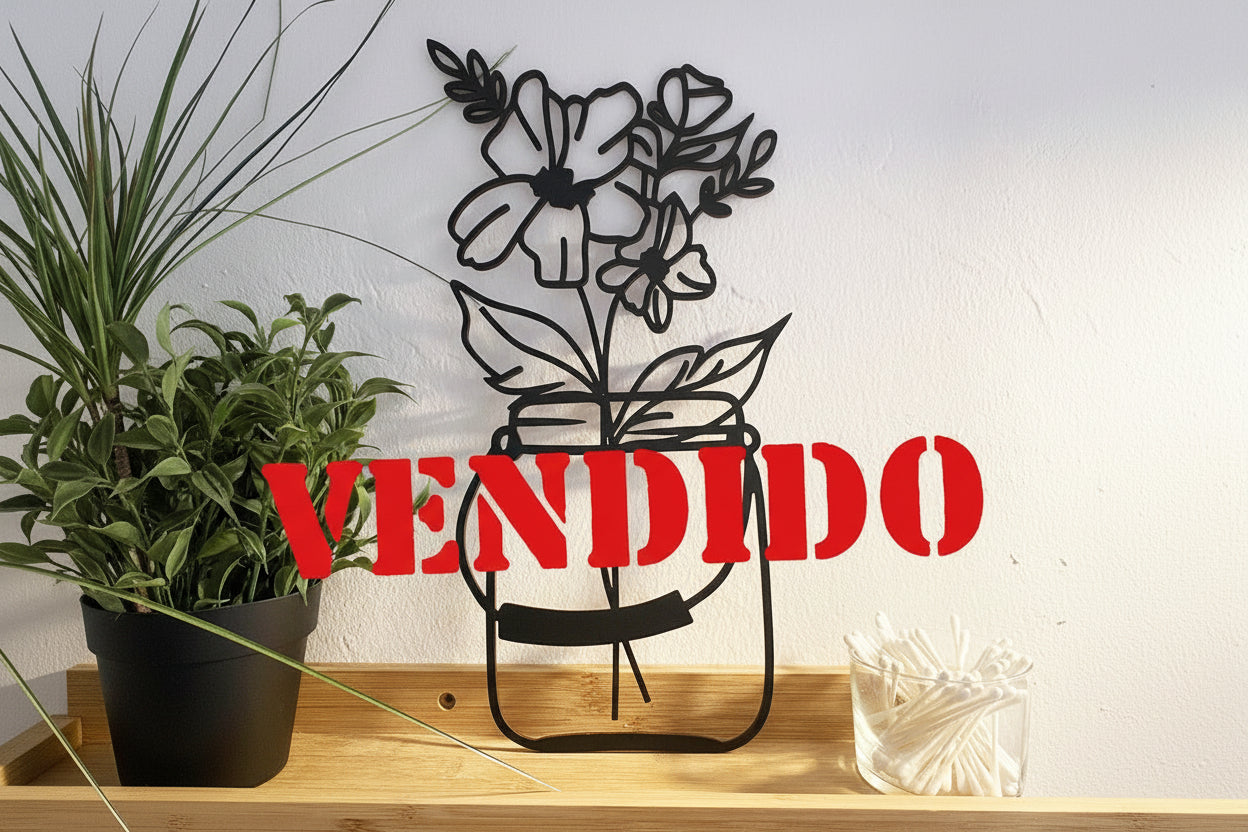 OUTLET-Silueta jarrón cristal con flores