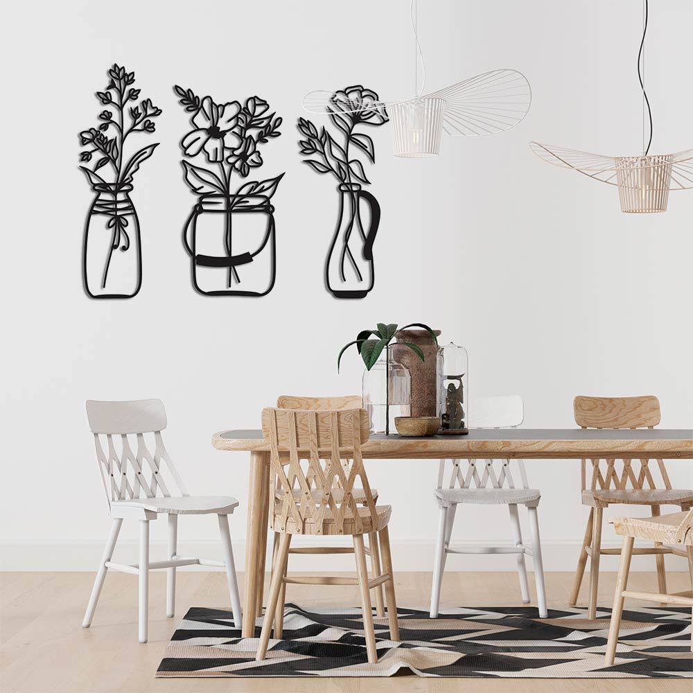 Pack de 3 cuadros "flores en bote"