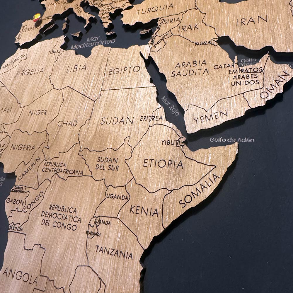 Mapa Mundi "Galileo" de madera 3 cuadros