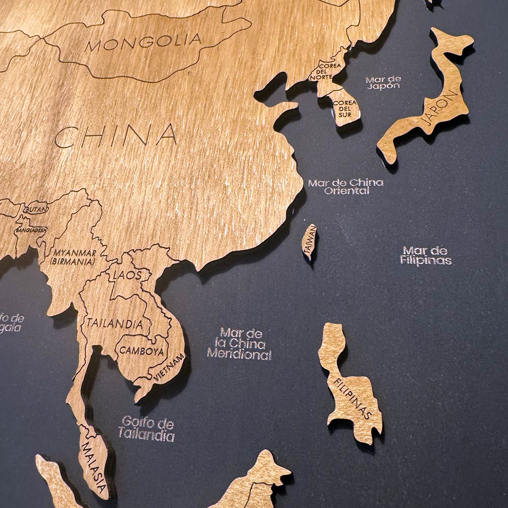 Mapa Mundi "Galileo" de madera 3 cuadros