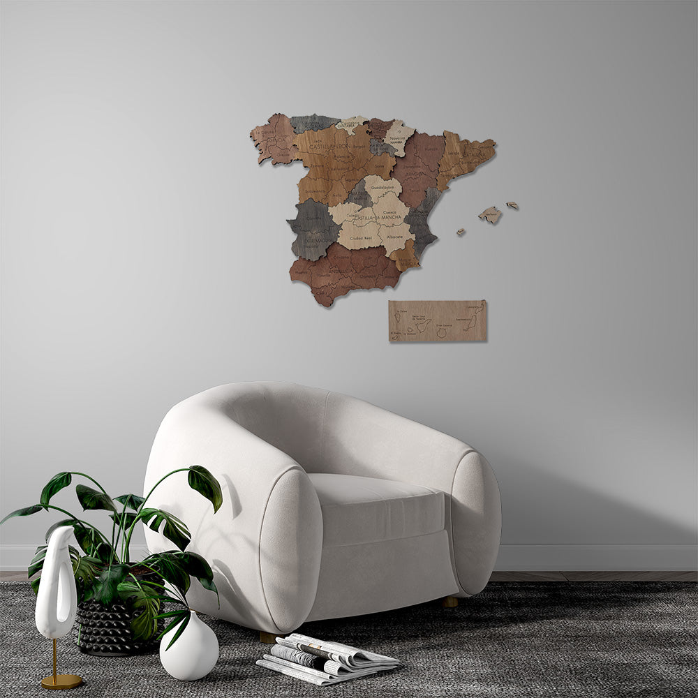 Mapa de España 3d en madera