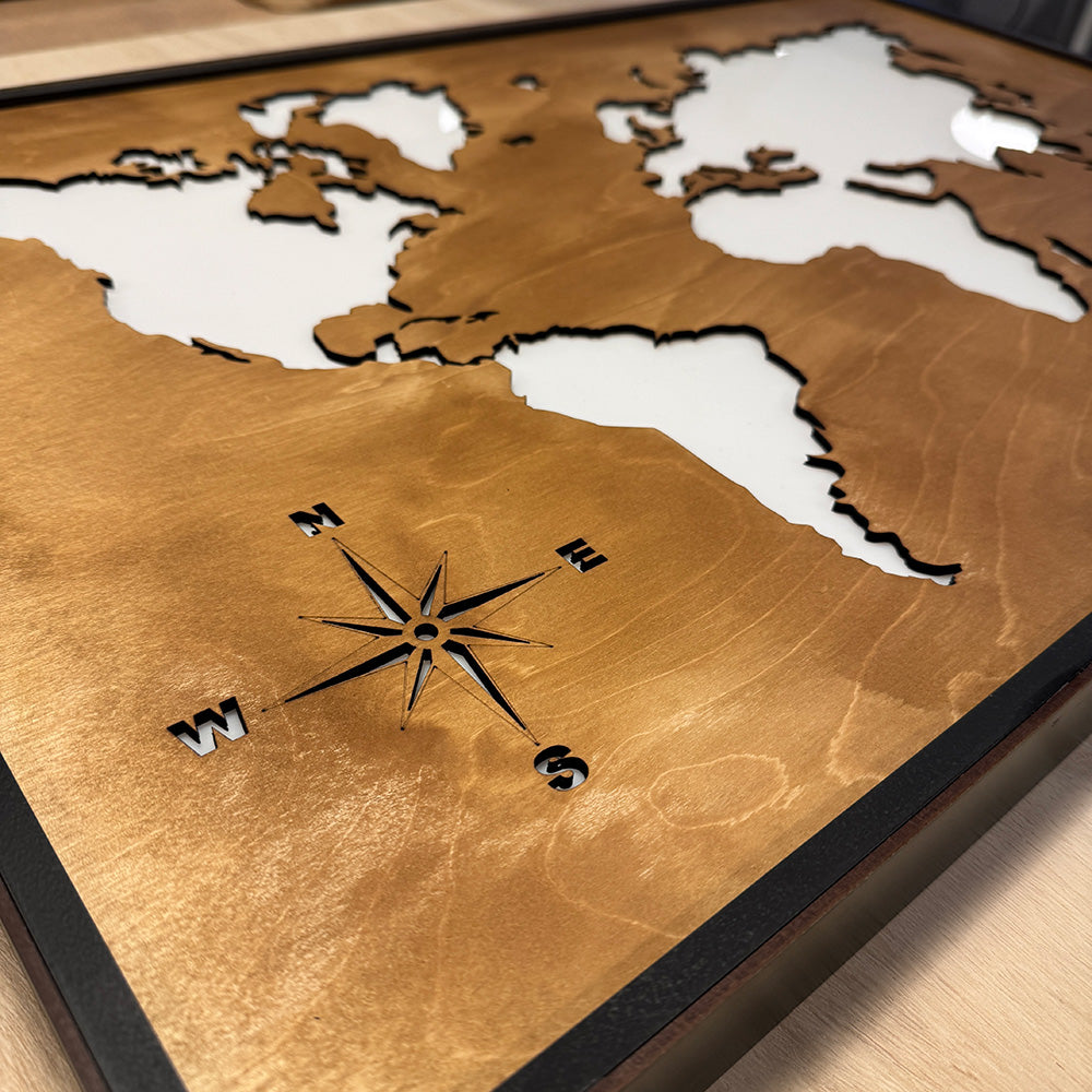 Cuadro Mapa Mundi Led