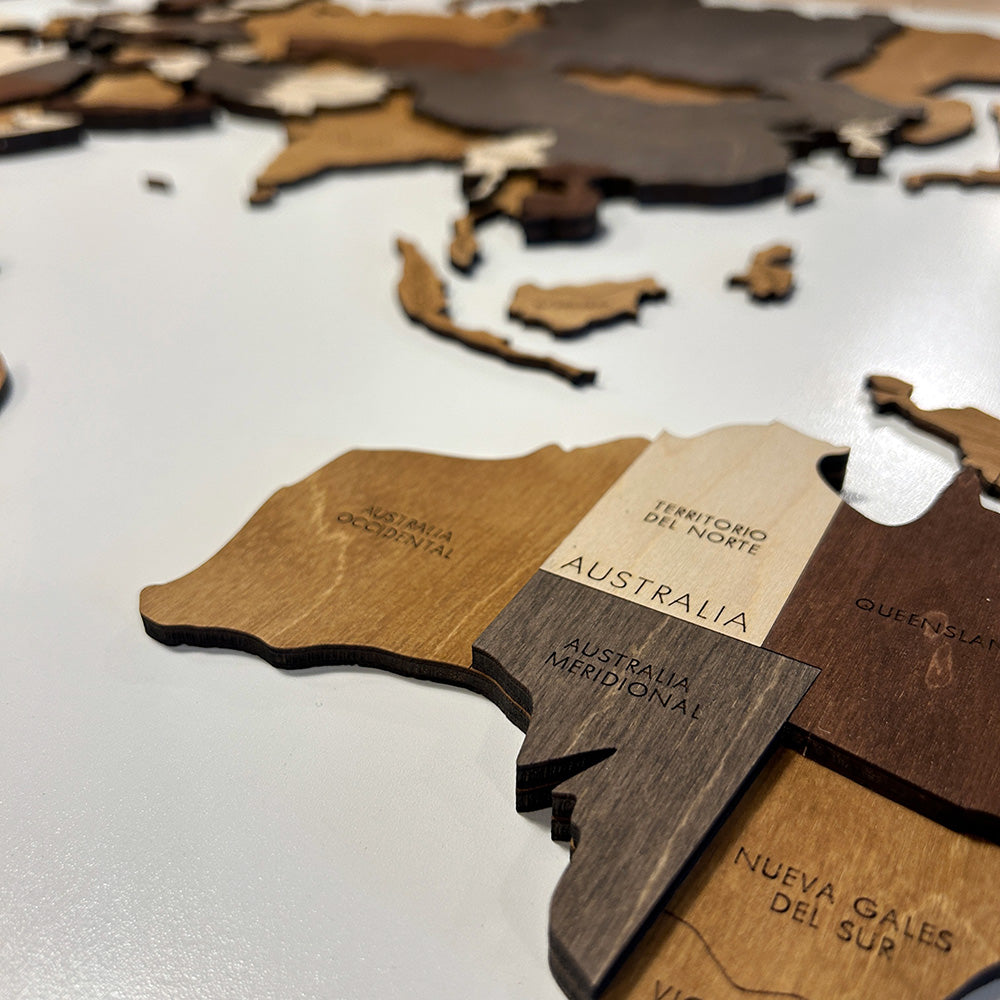 Mapamundi 3d decorativo para pared RUSTIK de madera