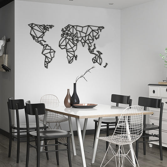 Mapamundi geométrico de madera  para pared
