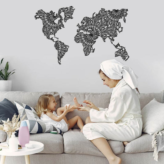 Mapamundi mandala de madera  para pared