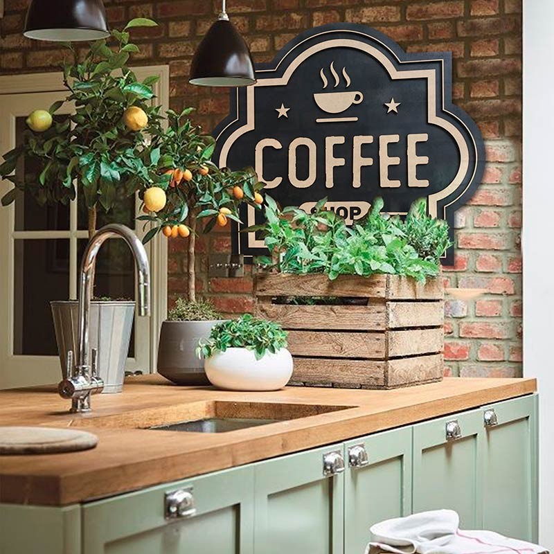 Letrero madera café