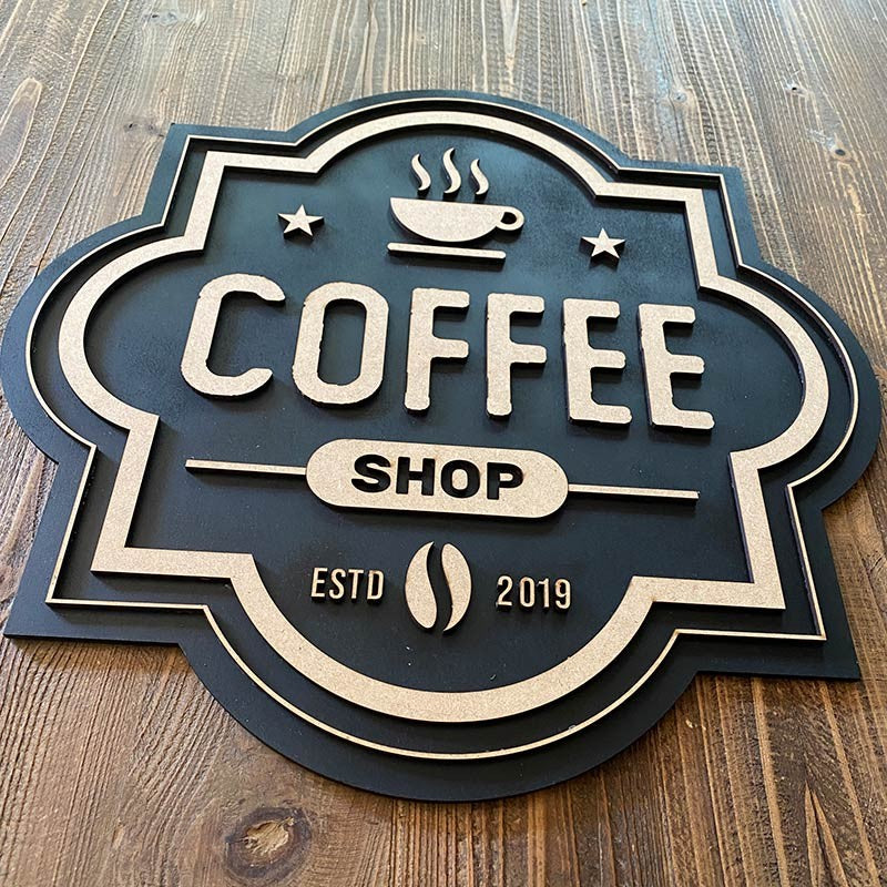 Letrero madera café