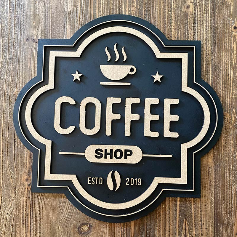 Letrero madera café