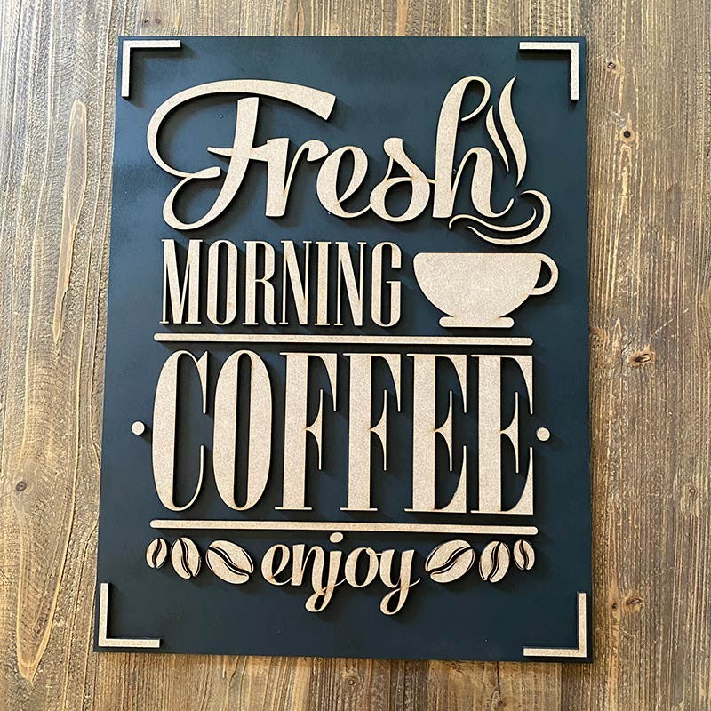 cuadro madera FRESH MORNING COFFEE