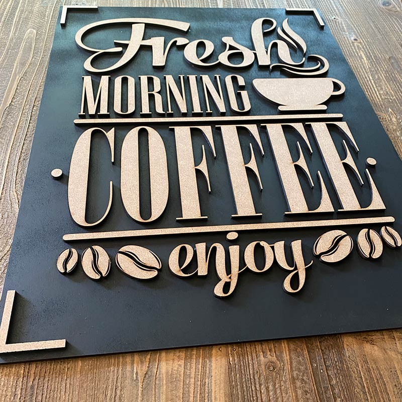 cuadro madera FRESH MORNING COFFEE