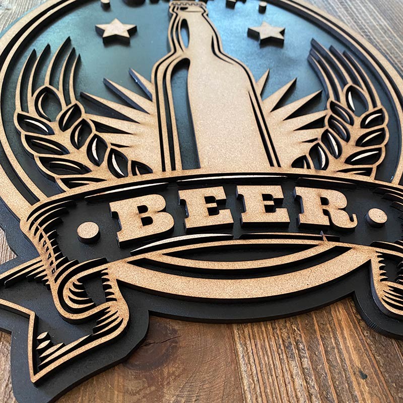 Cuadro madera BEER botellin