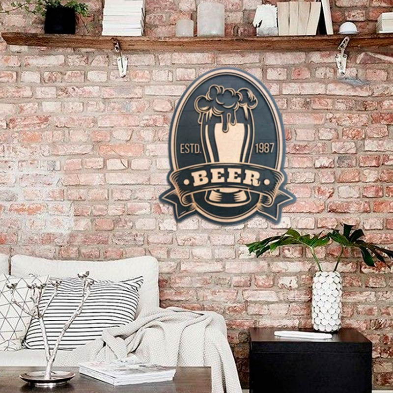 Cuadro madera BEER jarra