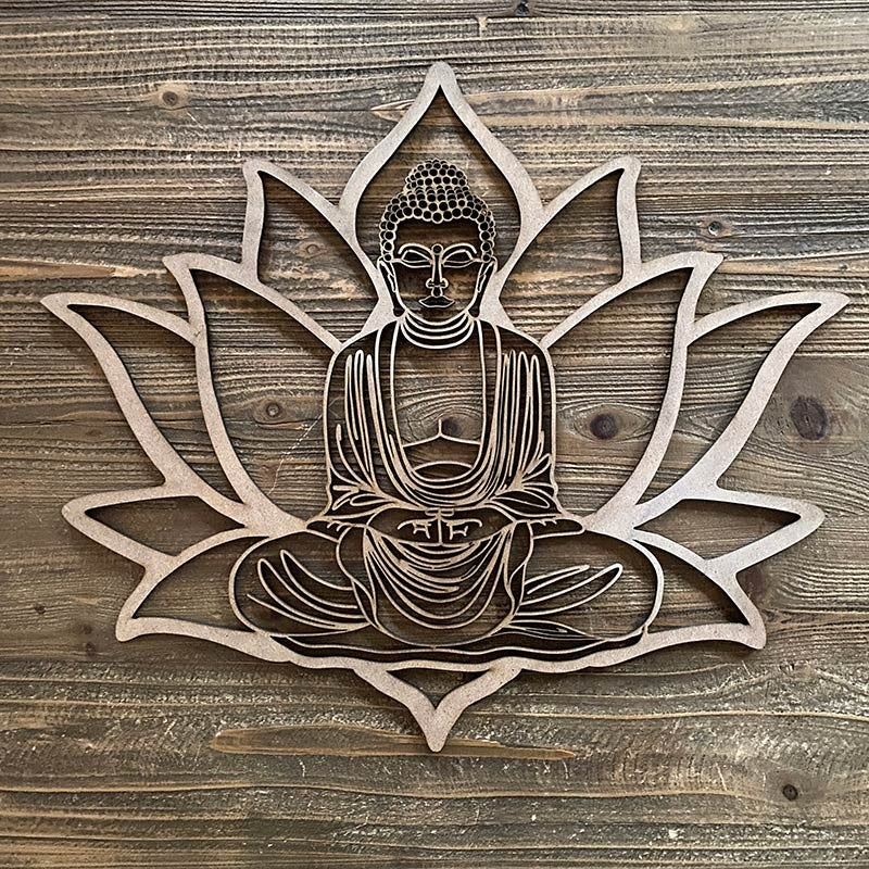 Buda y flor de loto de madera