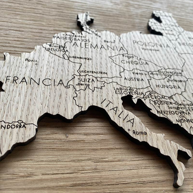 Mapa del mundo para decoración de paredes en DM (MDF) blanco