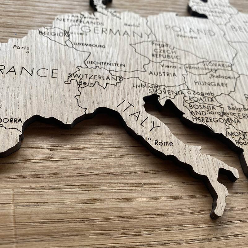 Mapa del mundo para decoración de paredes en DM (MDF) blanco