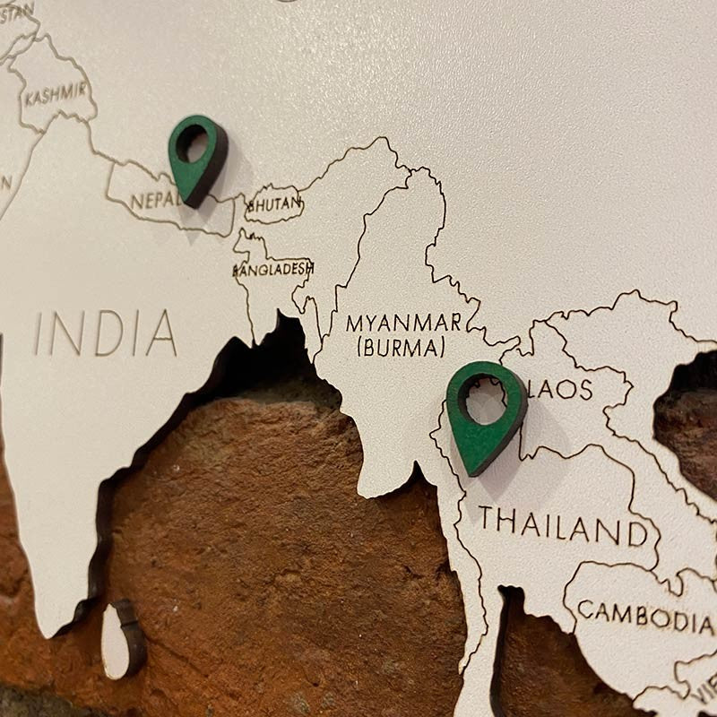 Mapa del mundo para decoración de paredes en DM (MDF) blanco