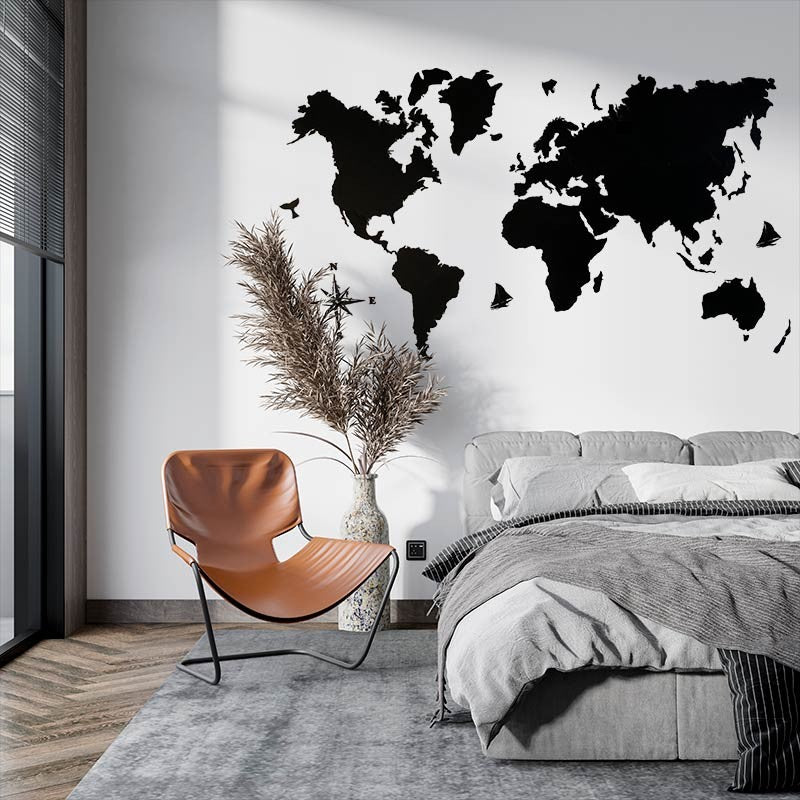 Mapamundi en DM negro para decorar paredes