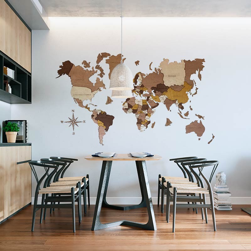 Decoración mapa mundi 3d madera online