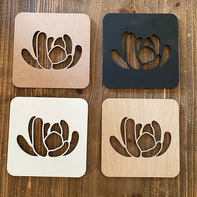 Conjunto de 6 cuadros de madera. Colección "cactus"