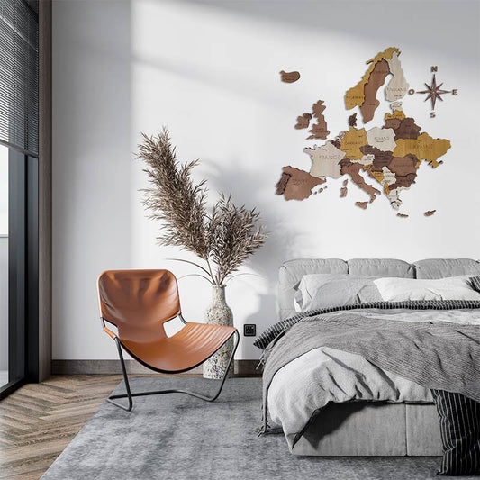 Mapa de Europa 3d en madera