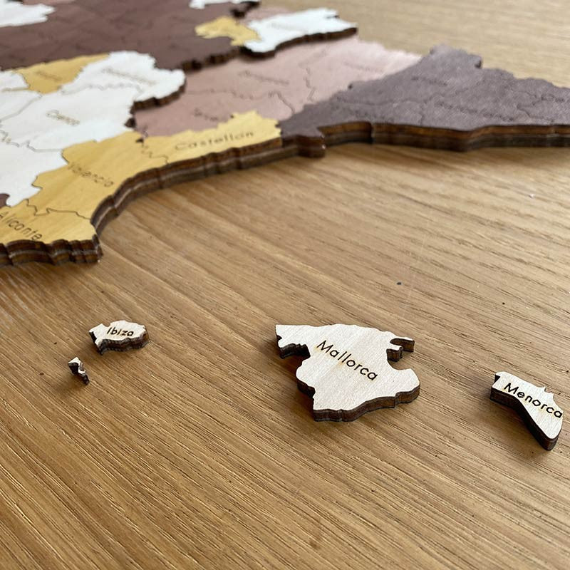 Mapa de España 3d en madera