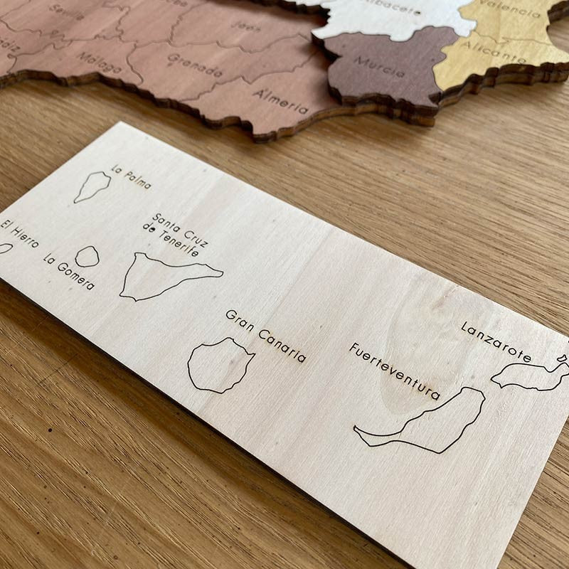 Mapa de España 3d en madera