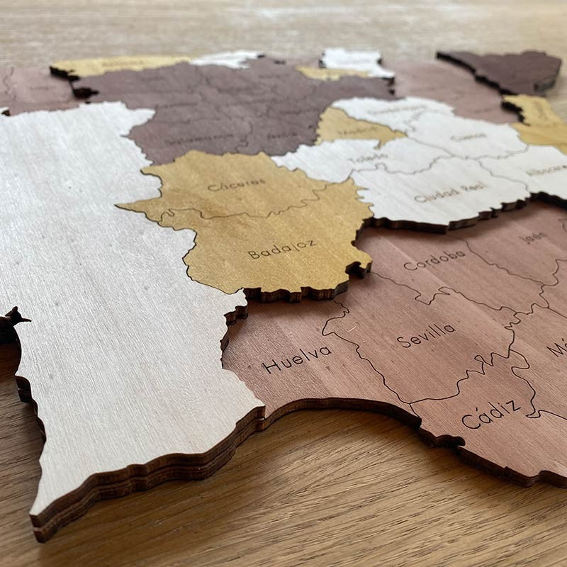 Mapa de España 3d en madera