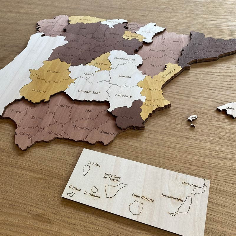 Mapa de España 3d en madera