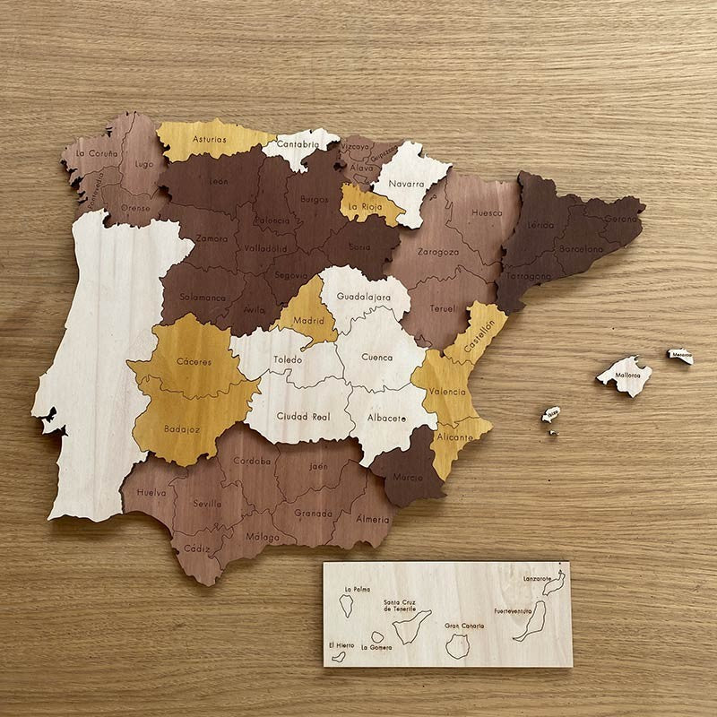 Mapa de España 3d en madera