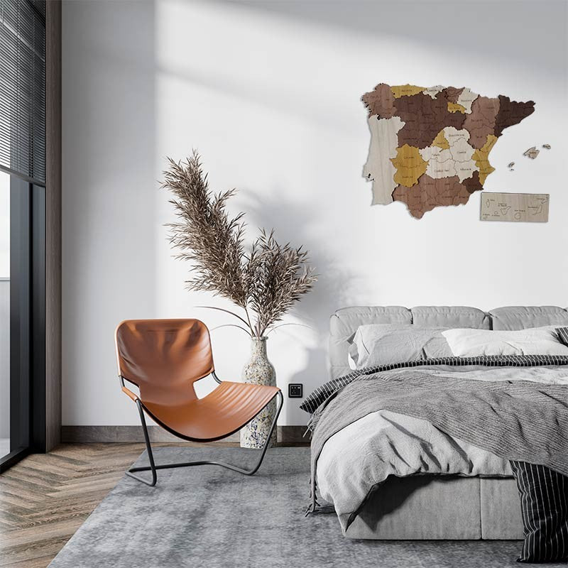 Mapa de España 3d en madera