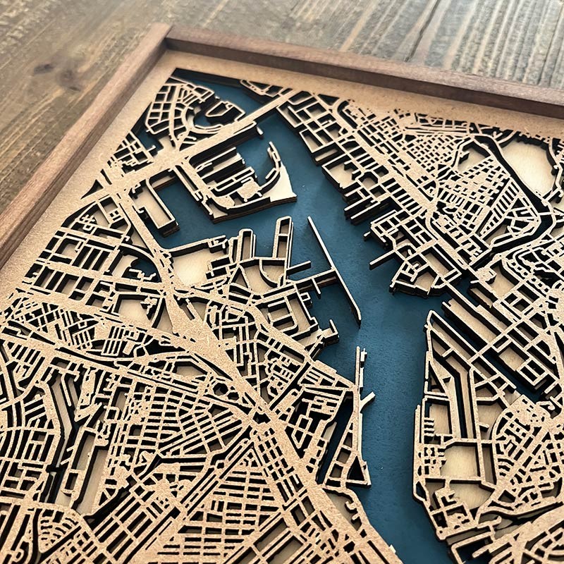 Mapa de Amsterdam de madera