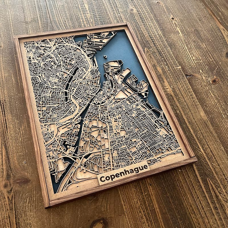 Mapa de Copenhague de madera