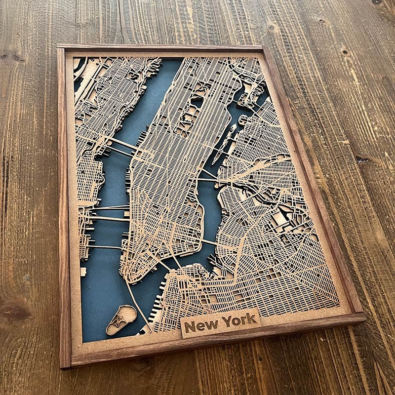 Mapa de Nueva York de madera