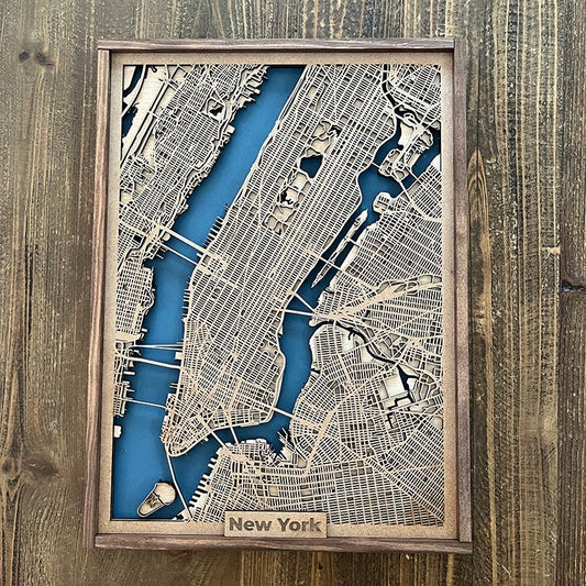 Mapa de Nueva York de madera