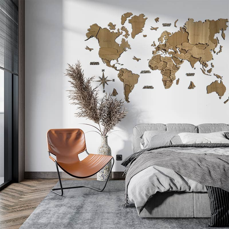 Mapamundi 3d decorativo para pared ARENA de madera