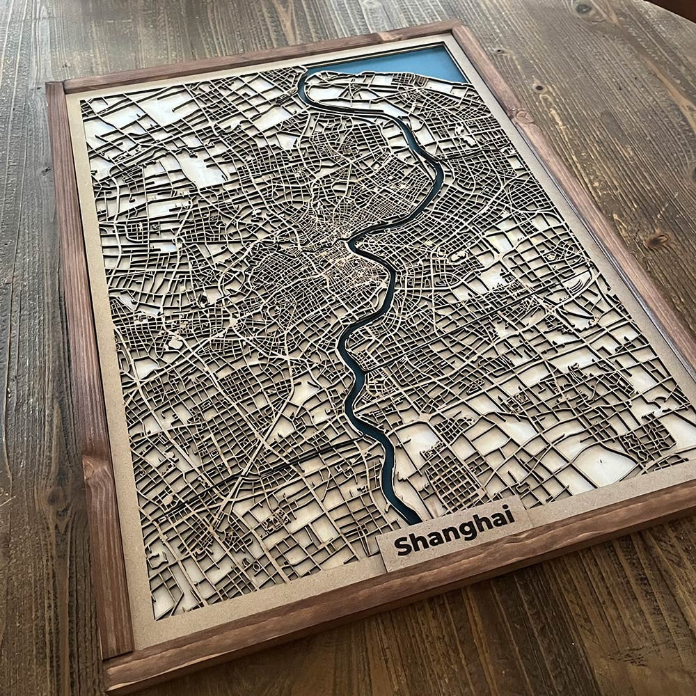 Mapa callejero madera Shanghai