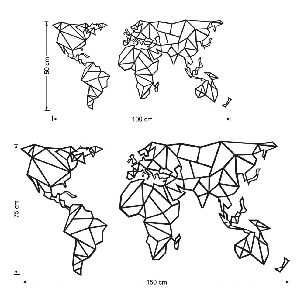Mapamundi geométrico de madera para pared