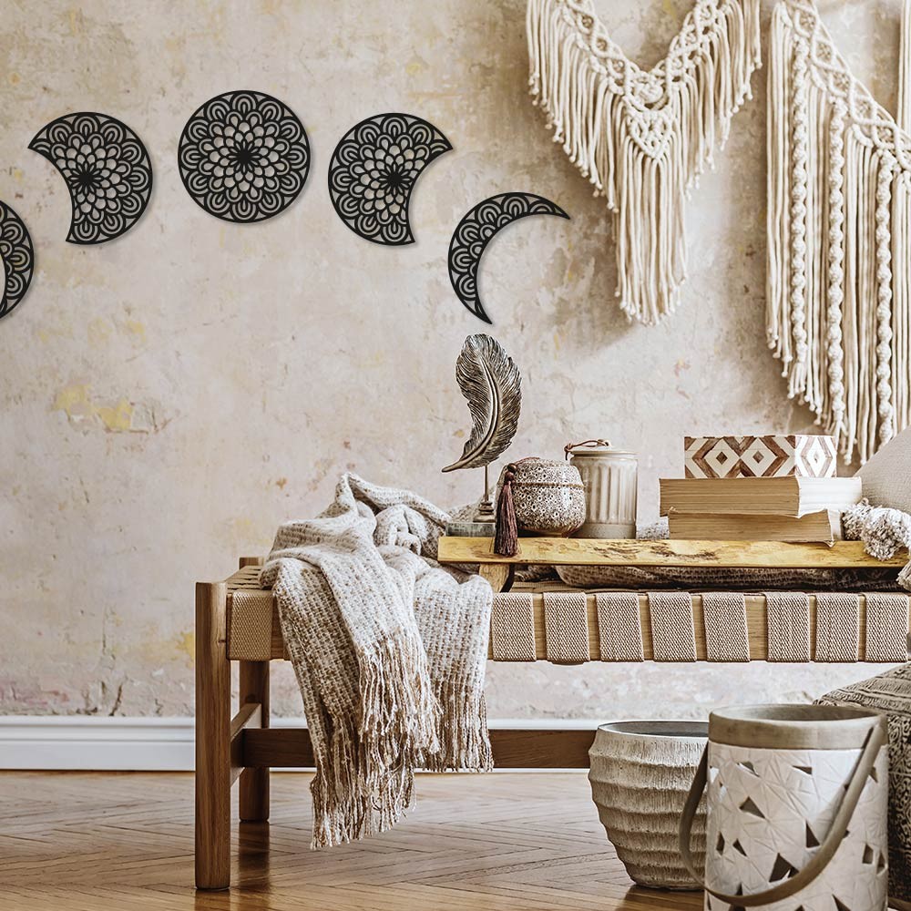 Fase lunar "indra" en madera para decoración de pared