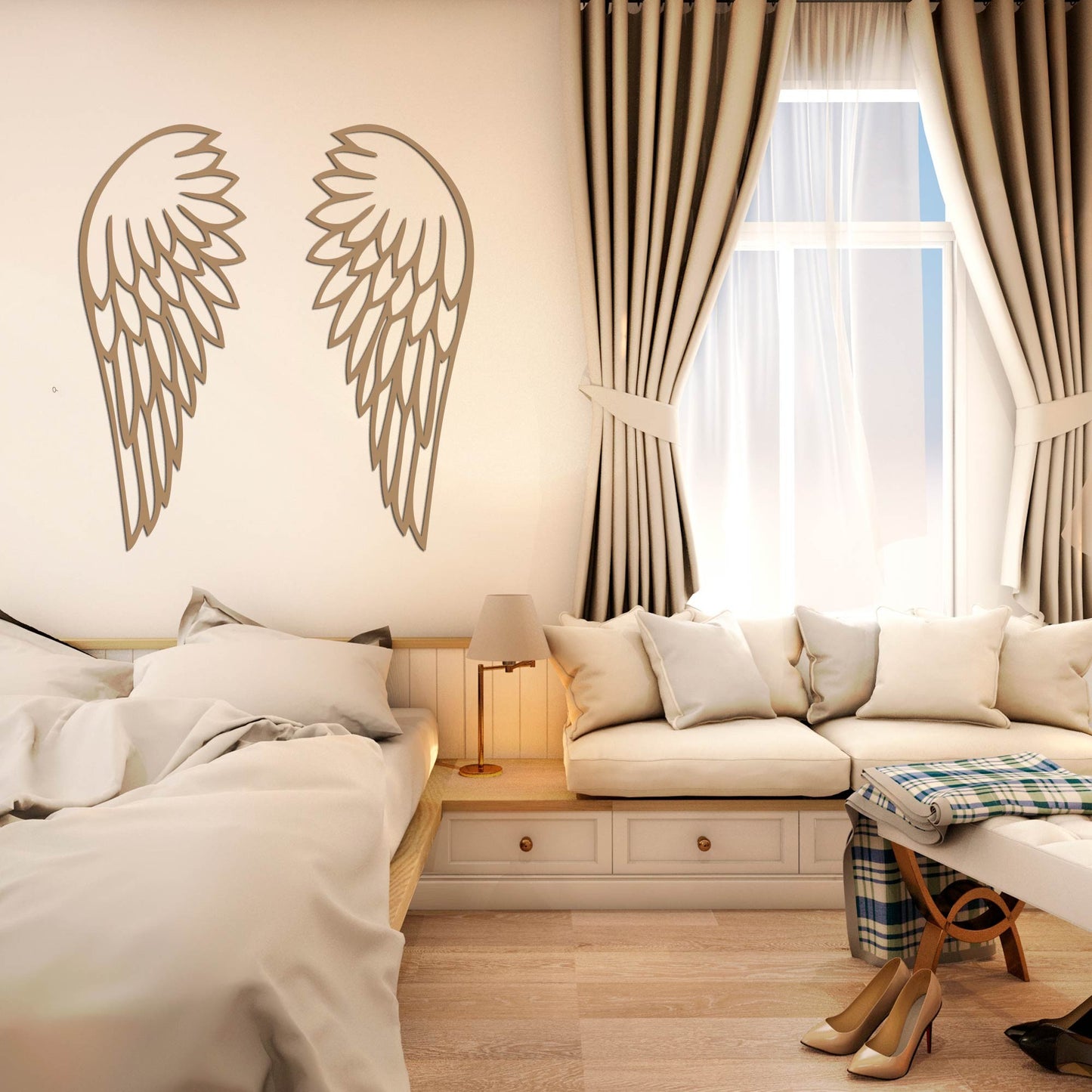 Alas de ángel 02 de madera para decoración de pared