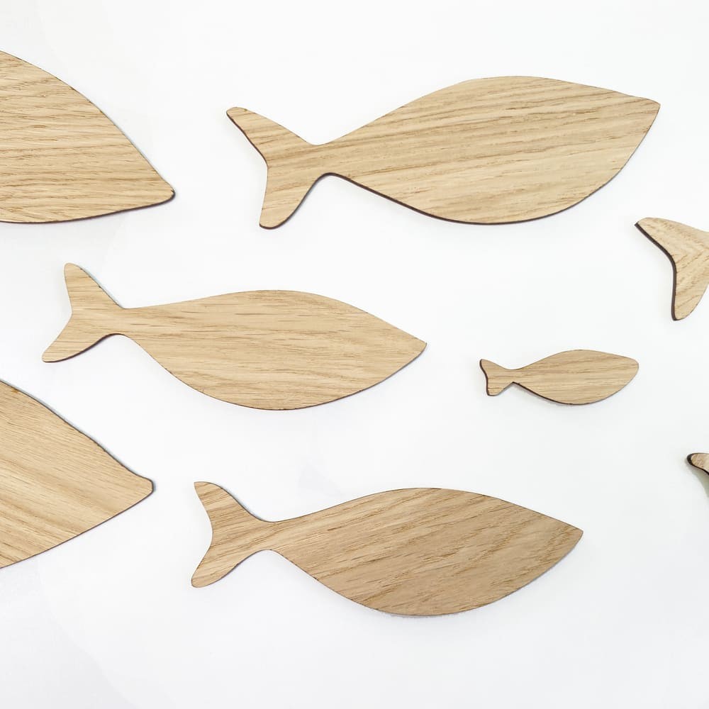 Peces de madera para decoración de paredes