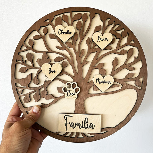Árbol genealogico personalizado de madera