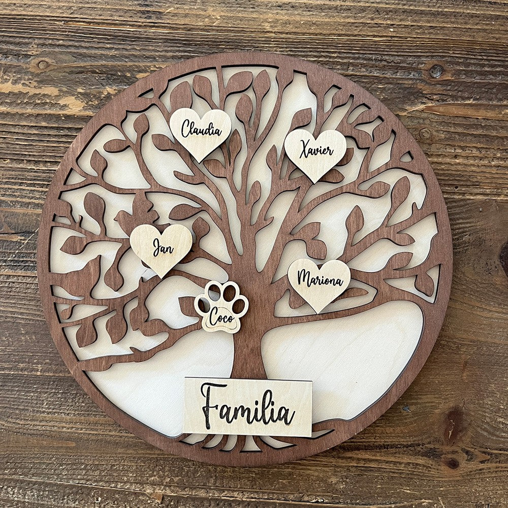 Árbol genealogico personalizado de madera