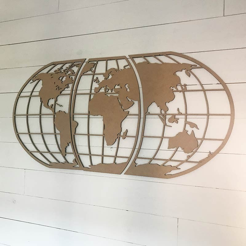 Mapamundi globo de madera para pared