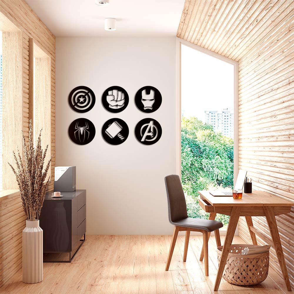 Pack de 6 cuadros de "logos de Marvel"