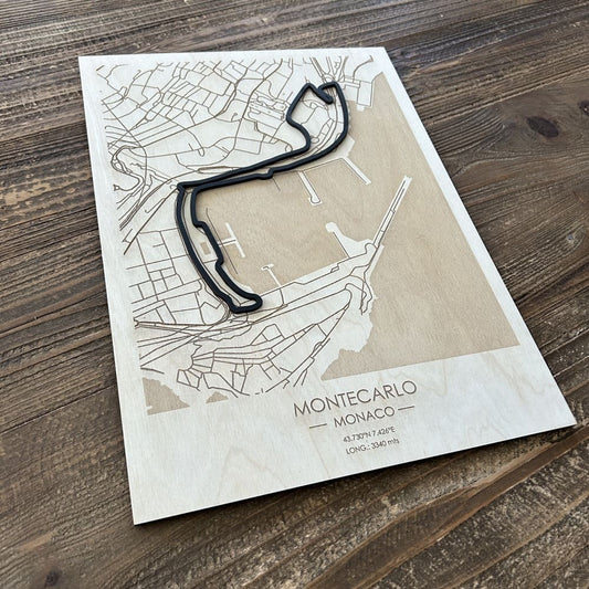 Cuadro circuito Mónaco - Fórmula 1 - grabado en madera