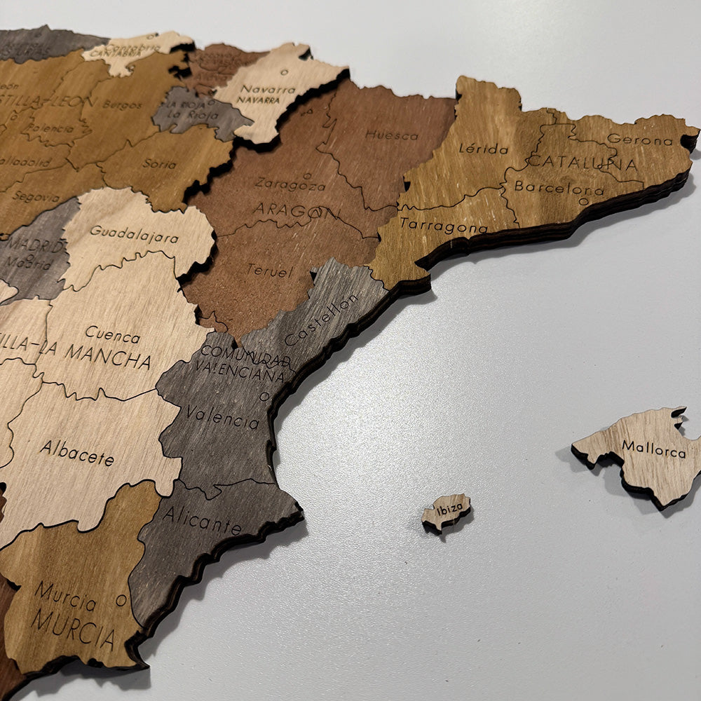 Mapa de España 3d en madera