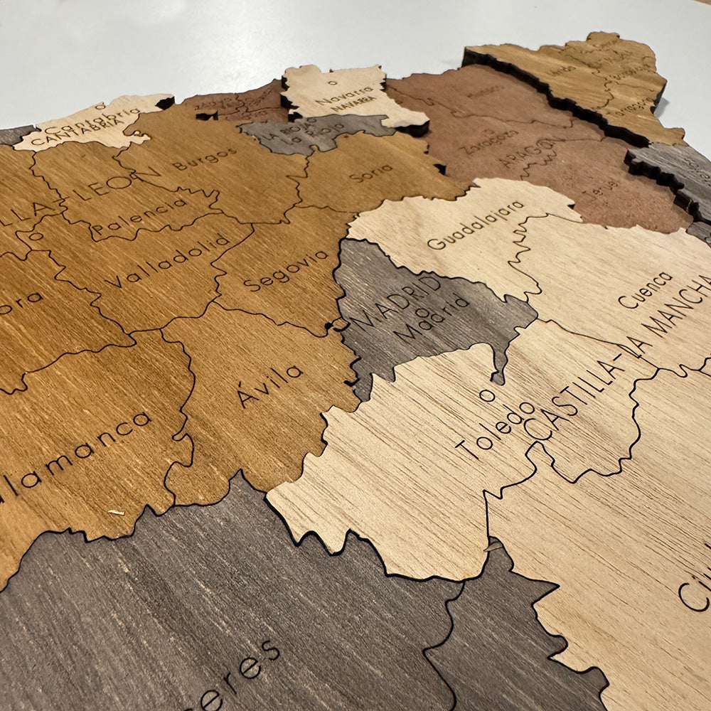 Mapa de España 3d en madera