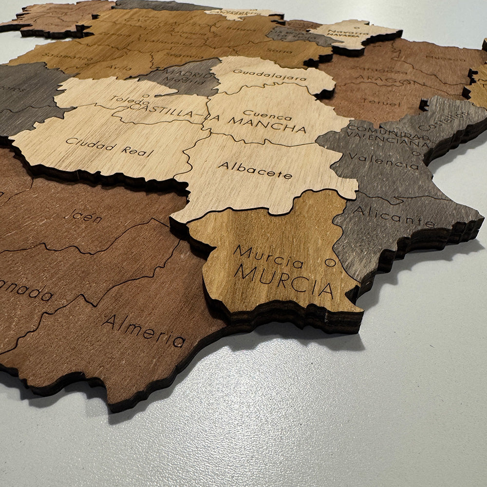 Mapa de España 3d en madera