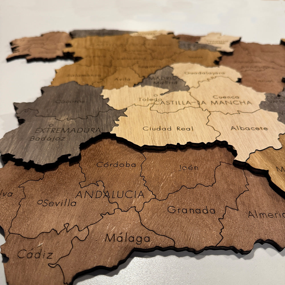 Mapa de España 3d en madera