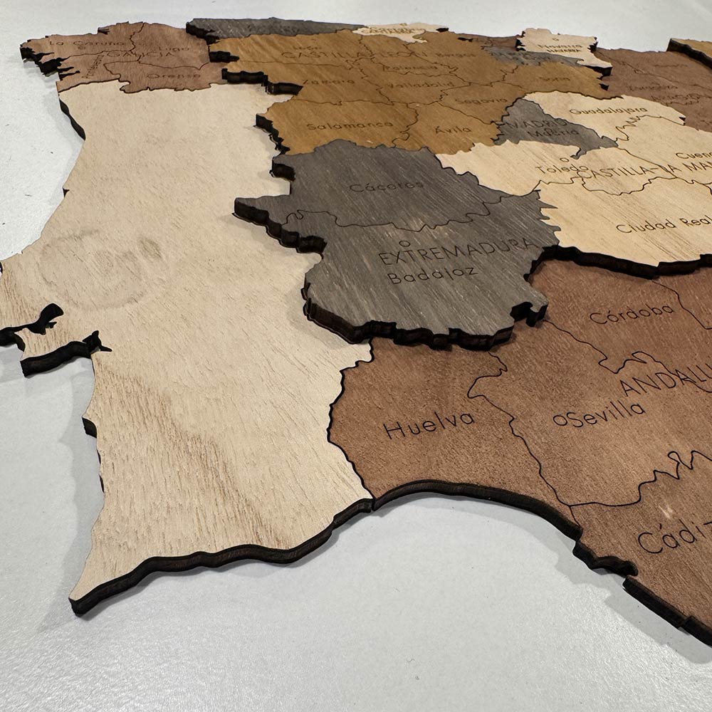 3d wooden Spain Map